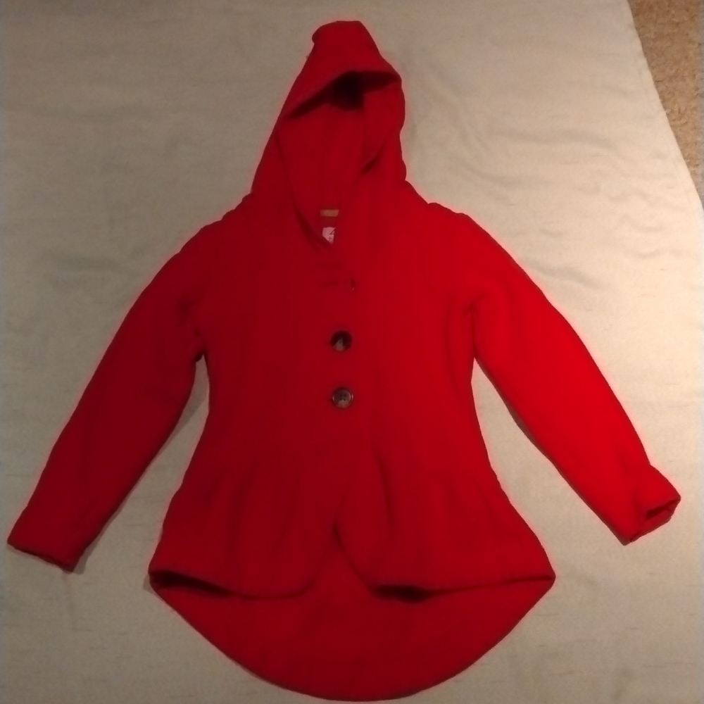 Red kids winter pea jacket